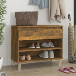 vidaXL Armoire à chaussures Chêne fumé 70x36x60 cm Bois d'ingénierie