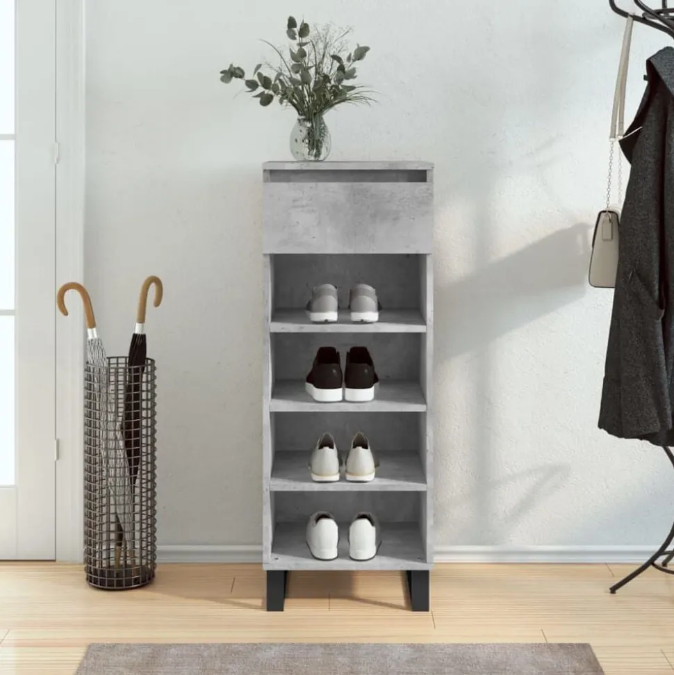 vidaXL Armoire à chaussures Gris béton 40x36x105 cm Bois d'ingénierie