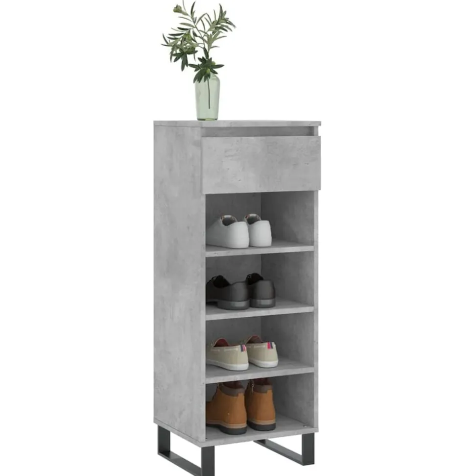 vidaXL Armoire à chaussures Gris béton 40x36x105 cm Bois d'ingénierie