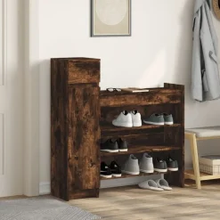vidaXL Armoire à chaussures chêne fumé bois d'ingénierie