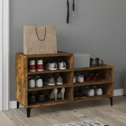 vidaXL Armoire à chaussures Chêne fumé 102x36x60 cm Bois d'ingénierie