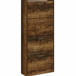 vidaXL Armoire à chaussures Chêne fumé 63x24x147 cm Bois d'ingénierie