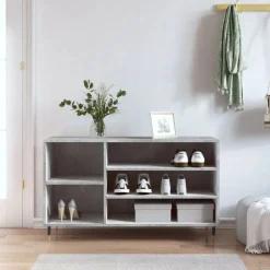 vidaXL Armoire à chaussures Gris béton 102x36x60 cm Bois d'ingénierie
