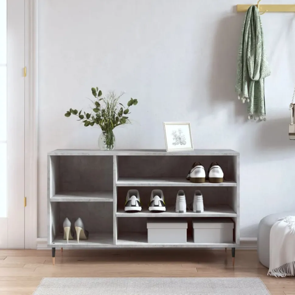 vidaXL Armoire à chaussures Gris béton 102x36x60 cm Bois d'ingénierie