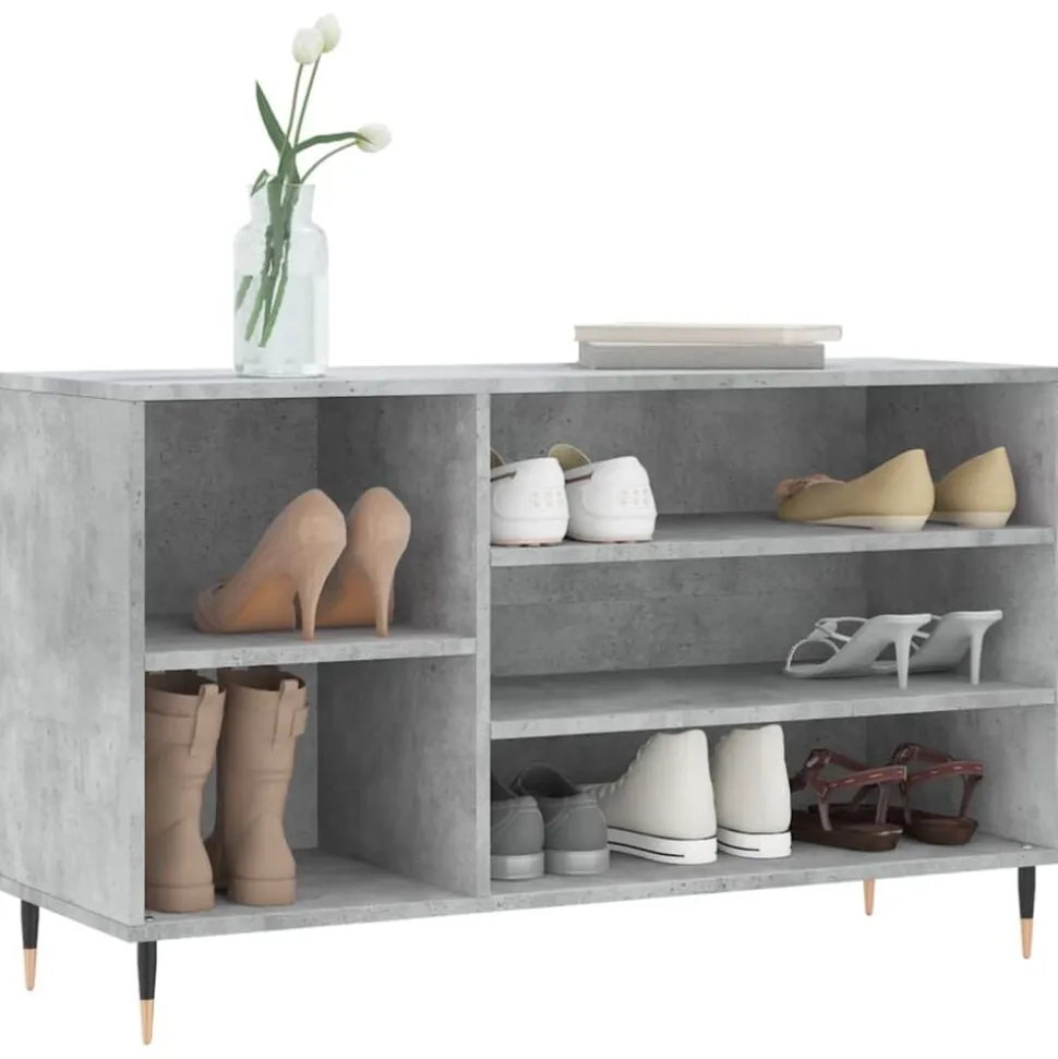 vidaXL Armoire à chaussures Gris béton 102x36x60 cm Bois d'ingénierie