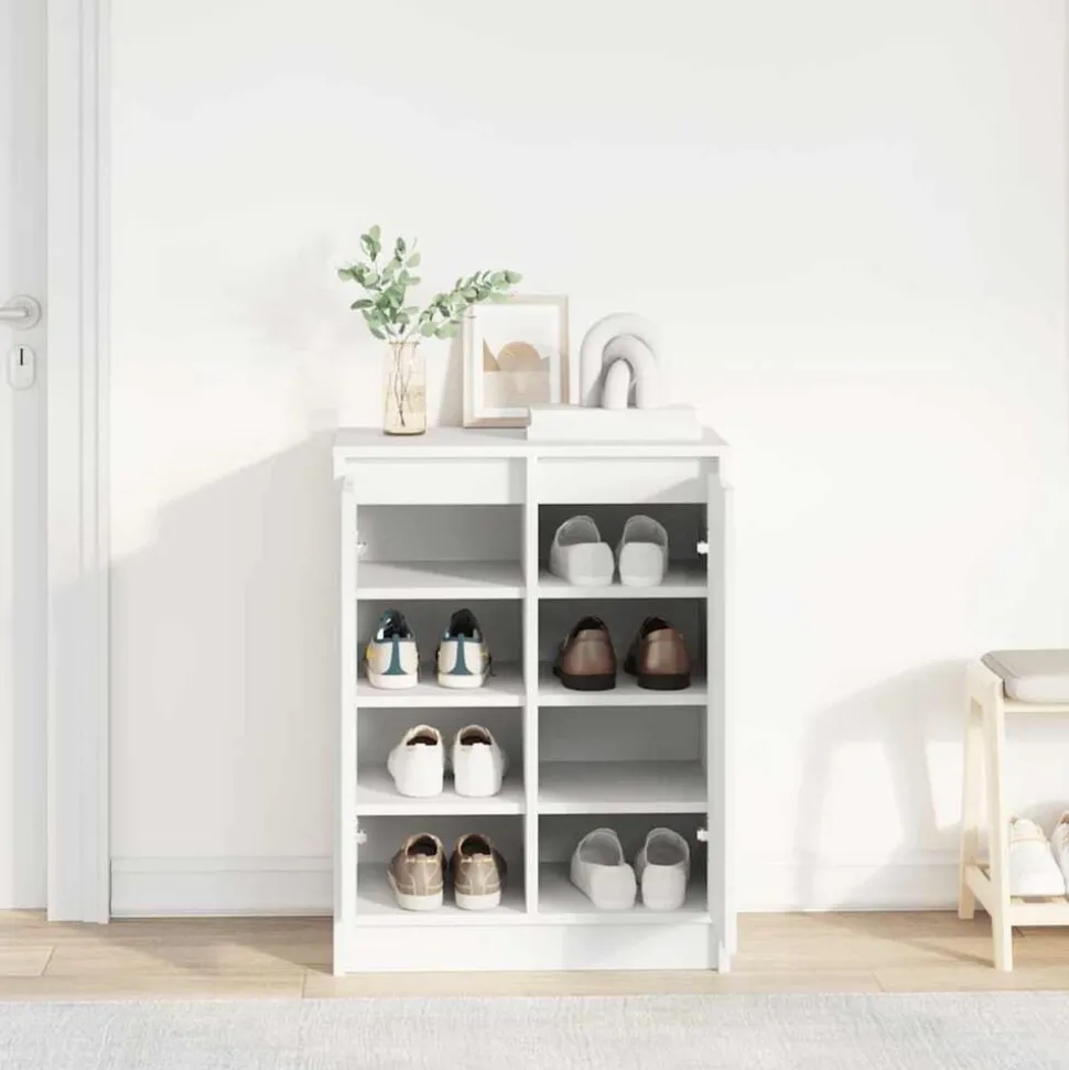 vidaXL Armoire à chaussures blanc 57x34x76 cm bois d'ingénierie