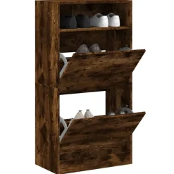 vidaXL Armoire à chaussures chêne fumé 60x34x116 cm bois d'ingénierie