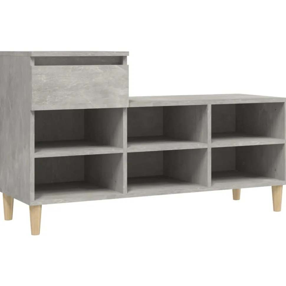 vidaXL Armoire à chaussures Gris béton 102x36x60 cm Bois d'ingénierie