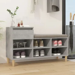 vidaXL Armoire à chaussures Gris béton 102x36x60 cm Bois d'ingénierie