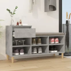 vidaXL Armoire à chaussures Gris béton 102x36x60 cm Bois d'ingénierie