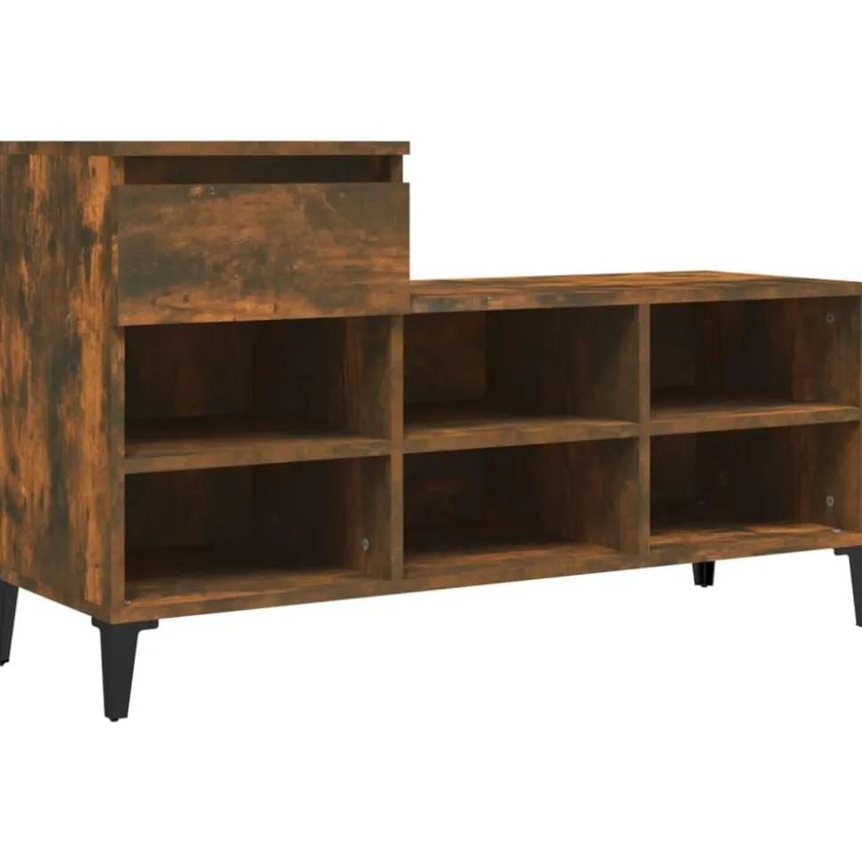 vidaXL Armoire à chaussures Chêne fumé 102x36x60 cm Bois d'ingénierie
