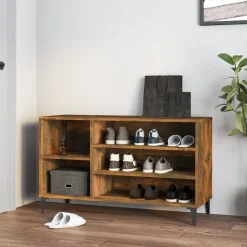 vidaXL Armoire à chaussures Chêne fumé 102x36x60 cm Bois d'ingénierie