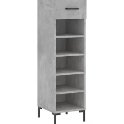 vidaXL Armoire à chaussures gris béton 30x35x105 cm bois d'ingénierie