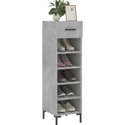 vidaXL Armoire à chaussures gris béton 30x35x105 cm bois d'ingénierie