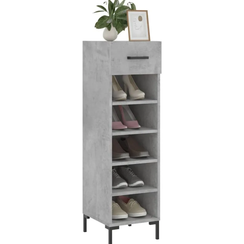 vidaXL Armoire à chaussures gris béton 30x35x105 cm bois d'ingénierie
