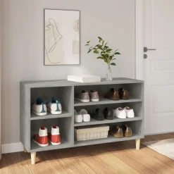 vidaXL Armoire à chaussures Gris béton 102x36x60 cm Bois d'ingénierie