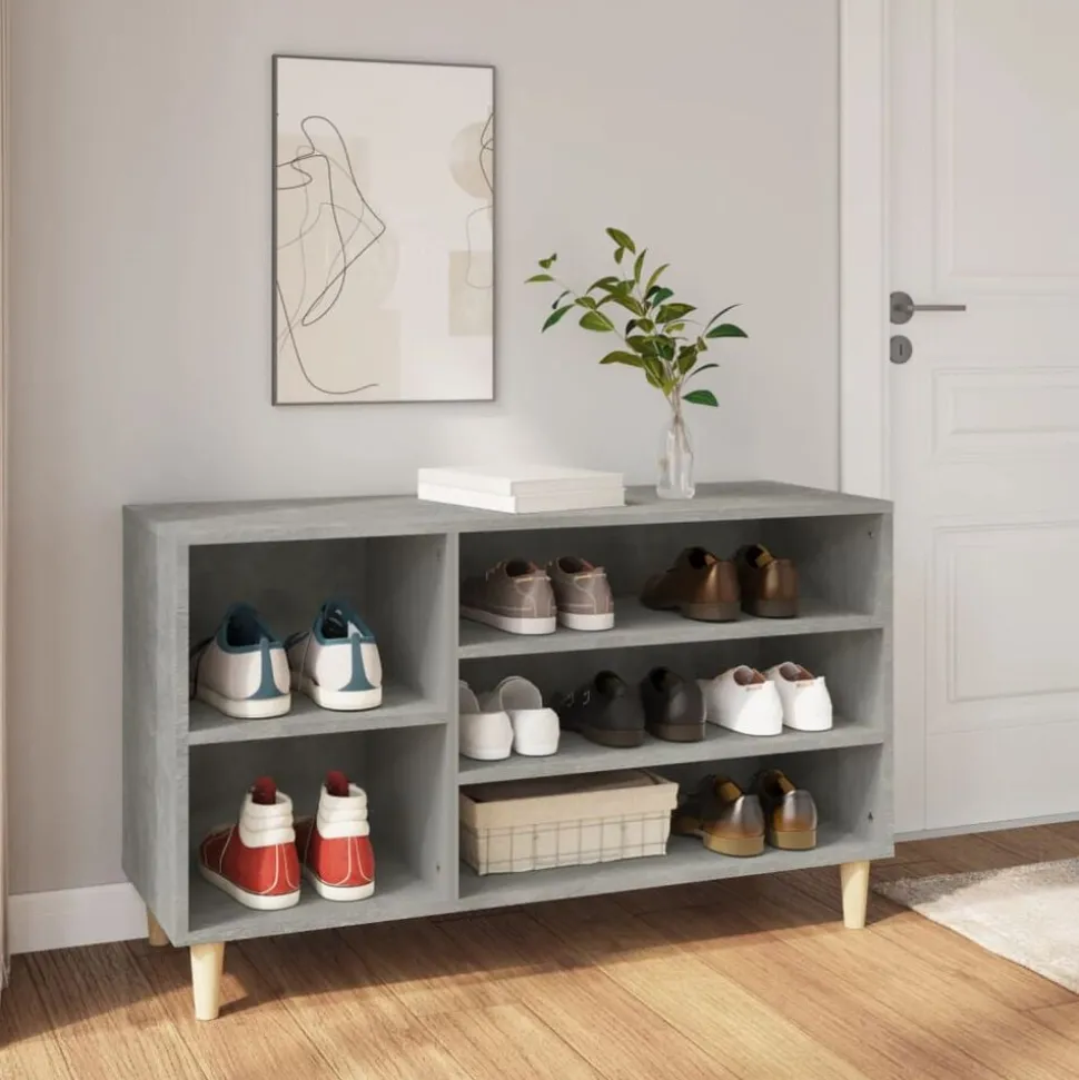 vidaXL Armoire à chaussures Gris béton 102x36x60 cm Bois d'ingénierie