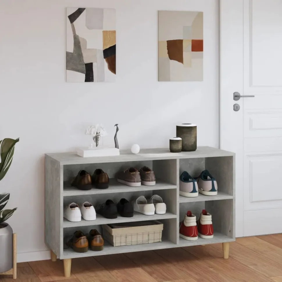 vidaXL Armoire à chaussures Gris béton 102x36x60 cm Bois d'ingénierie
