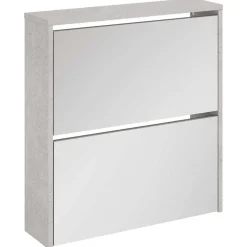 vidaXL Armoire à chaussures et miroir 2 niveaux Gris béton 63x17x67 cm