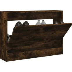 vidaXL Armoire à chaussures chêne fumé 80x21x57 cm bois ingénierie