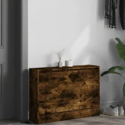 vidaXL Armoire à chaussures chêne fumé 80x21x57 cm bois ingénierie