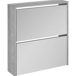 vidaXL Armoire à chaussures miroir 2 niveaux Sonoma gris 63x17x67 cm