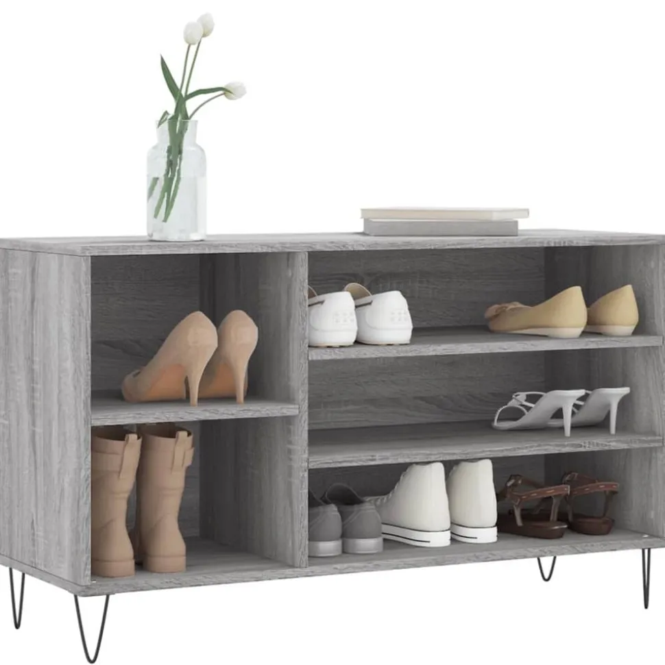 vidaXL Armoire à chaussures Sonoma gris 102x36x60 cm Bois d'ingénierie