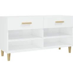 vidaXL Armoire à chaussure Blanc brillant 102x35x55 cm Bois ingénierie