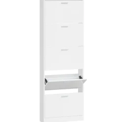 vidaXL Armoire à chaussure Blanc brillant 59x17x169 cm Bois ingénierie