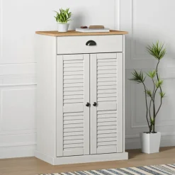 vidaXL Armoire à chaussures VIGO blanc 60x35x96 cm bois massif de pin