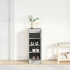 vidaXL Armoire à chaussures gris béton 29,5x34x76 cm bois d'ingénierie