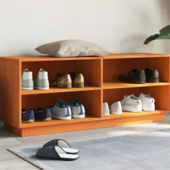 vidaXL Armoire à chaussures cire marron 110x34x45 cm bois pin massif