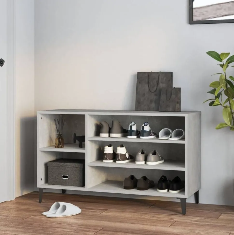 vidaXL Armoire à chaussures Gris béton 102x36x60 cm Bois d'ingénierie