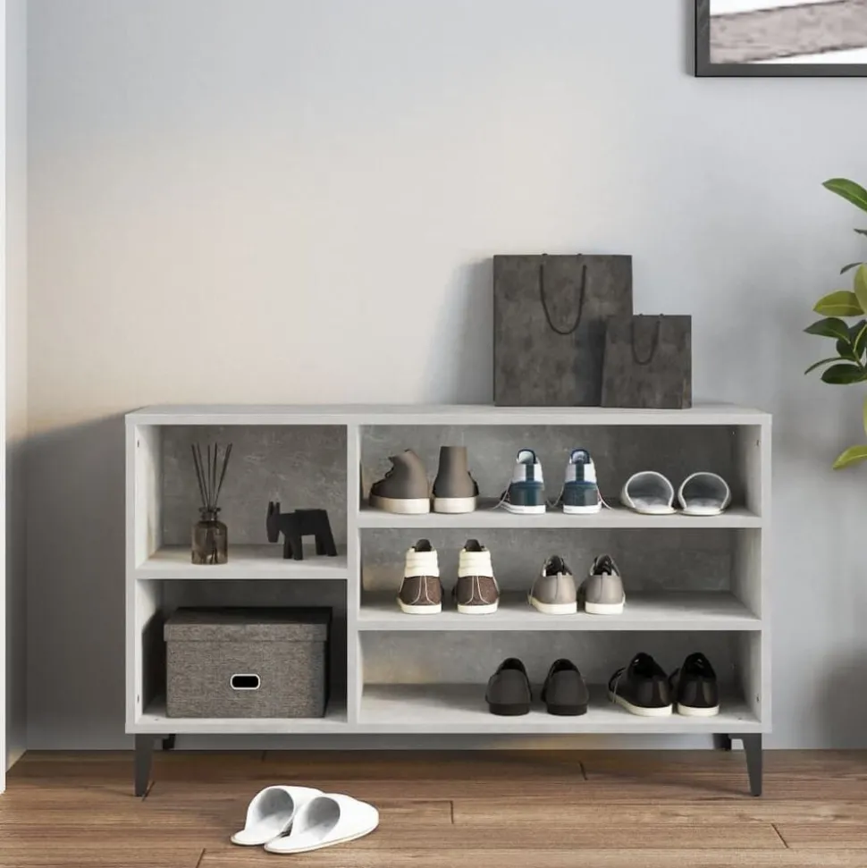 vidaXL Armoire à chaussures Gris béton 102x36x60 cm Bois d'ingénierie
