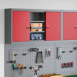 vidaXL Armoire à outils avec étagère Rouge et Gris 100 x 20 x 55 cm