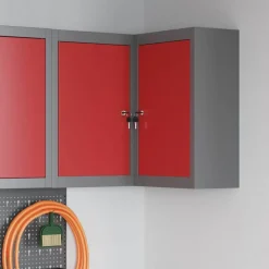 vidaXL Armoire à outils avec étagère Rouge et Gris 55 x 55 x 55 cm