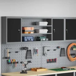 vidaXL Armoire à outils avec étagère Noir et gris 150 x 20 x 55 cm