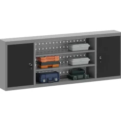 vidaXL Armoire à outils avec étagère Noir et gris 150 x 20 x 55 cm