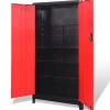 vidaXL Armoire à outils avec 2 portes Acier 90x40x180 cm Noir et rouge