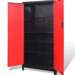 vidaXL Armoire à outils avec 2 portes Acier 90x40x180 cm Noir et rouge