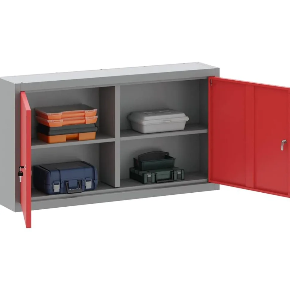 vidaXL Armoire à outils avec étagère Rouge et Gris 50 x 20 x 55 cm