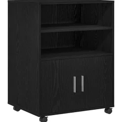 vidaXL Armoire avec étagère avec roue Chêne noir 60 x 48 x 74,5 cm