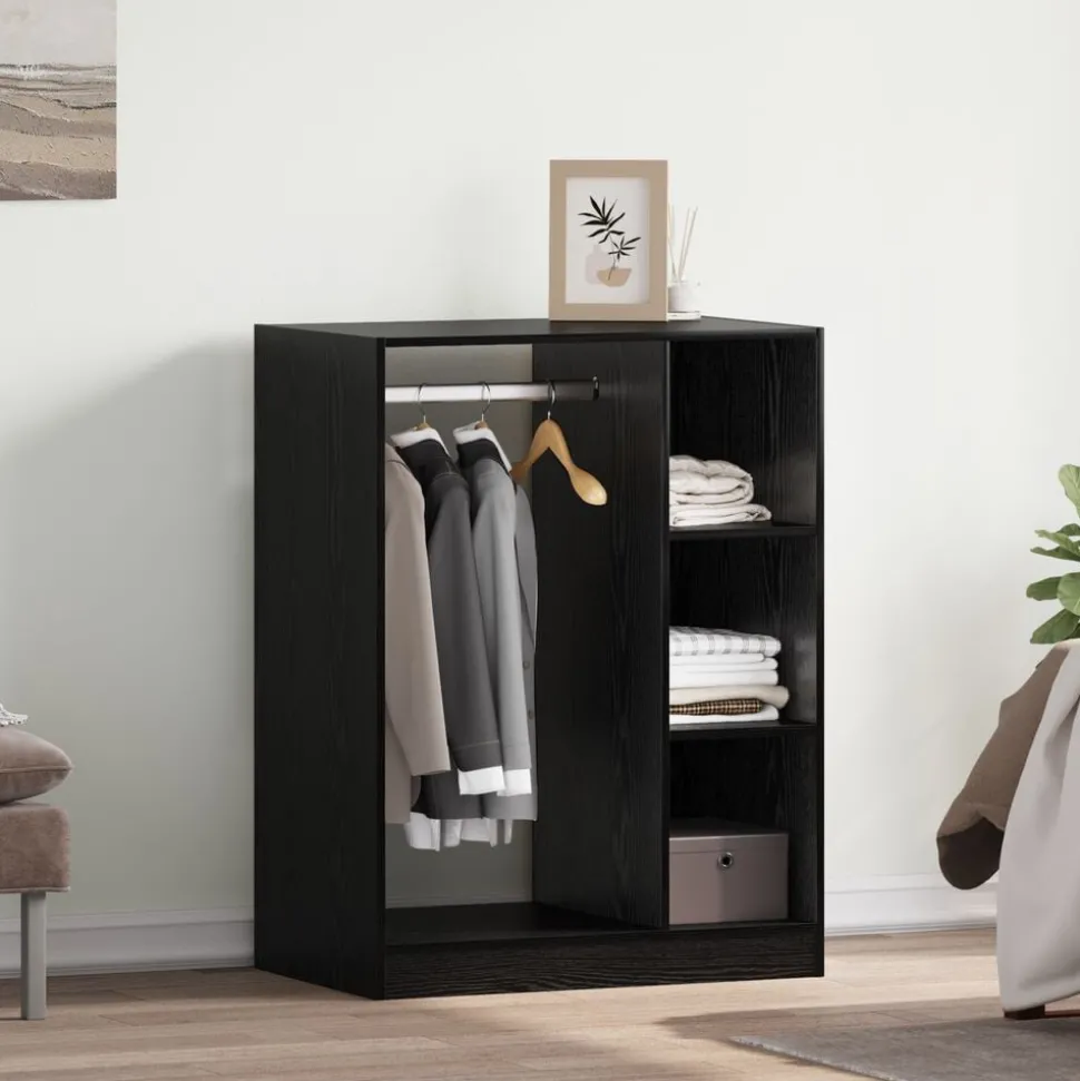 vidaXL Armoire avec étagère avec stockage Chêne noir 77 x 48 x 102 cm