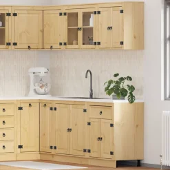 vidaXL Armoire avec étagère avec porte SKI 4 pcs Brun Miel Pin massif