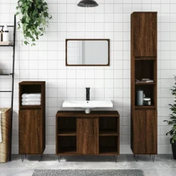 vidaXL Armoire de bain chêne marron 30x30x100 cm bois d'ingénierie