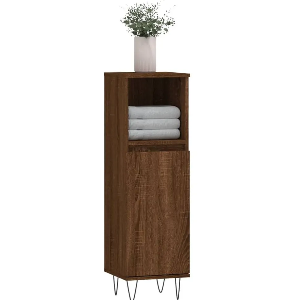 vidaXL Armoire de bain chêne marron 30x30x100 cm bois d'ingénierie