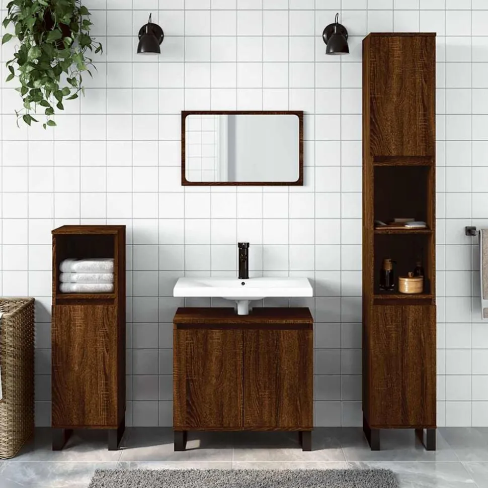 vidaXL Armoire de bain chêne marron 58x33x60 cm bois d'ingénierie