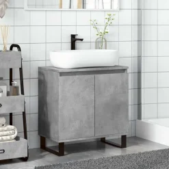 vidaXL Armoire de bain gris béton 58x33x60 cm bois d'ingénierie
