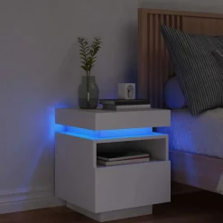 vidaXL Armoire de chevet avec lumières LED blanc 40x39x48,5 cm