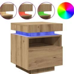 vidaXL Armoire de chevet et lumières LED chêne artisanal 40x39x48,5 cm